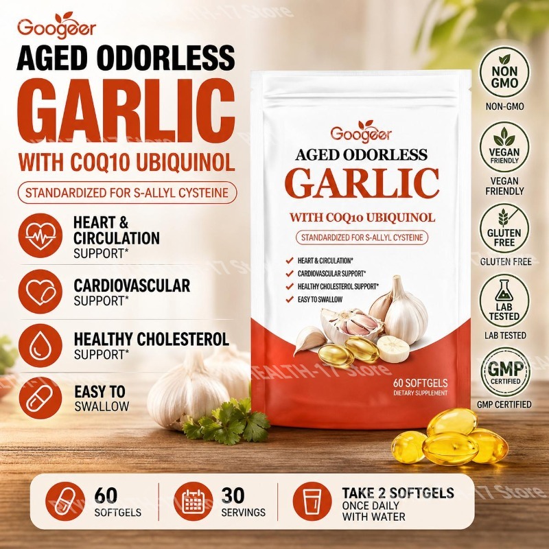 Coq10 Ubiquinol Softgel - Goodger Aged Odorless Garlic Softgels with