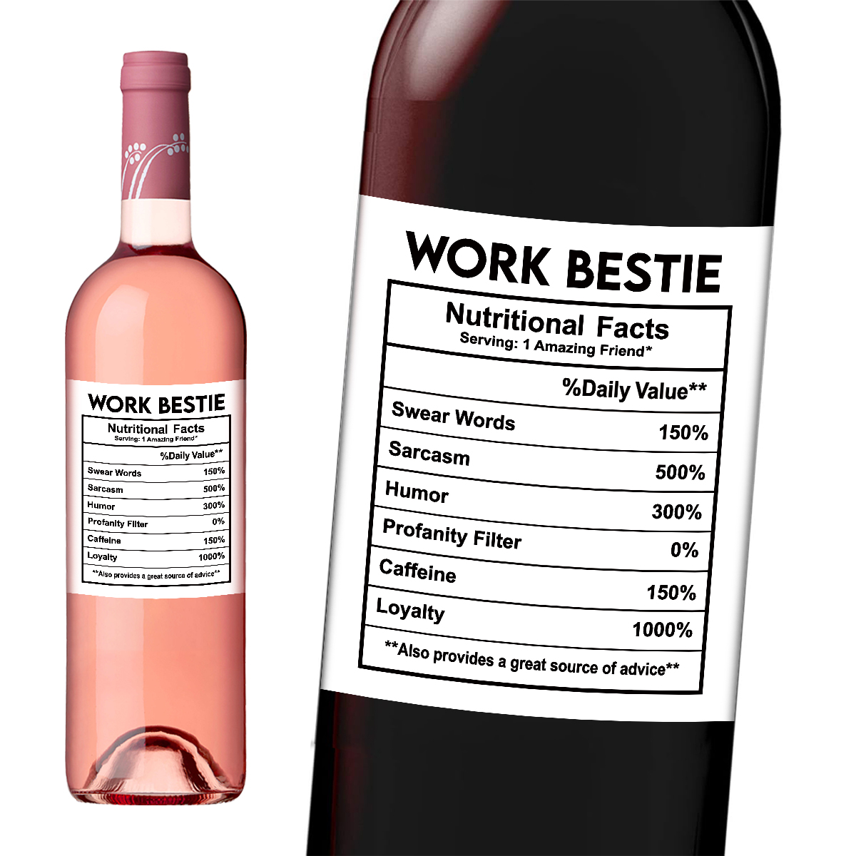 Nutrition & Fitness Hub - 4pcs Funny Work Bestie Wine Bottle