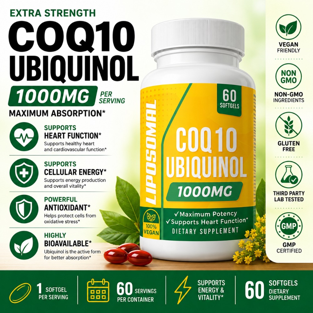 Coq10 Ubiquinol Softgel - CoQ10 Ubiquinol 1000mg Vegan Softgels 60