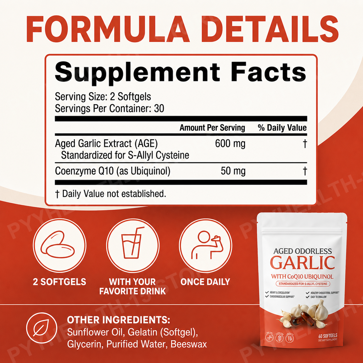 Odorless Aged Garlic Extract S - Coq10 Ubiquinol Softgel recension och pris