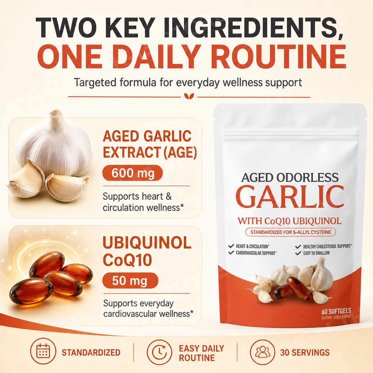 Odorless Aged Garlic Extract S - Coq10 Ubiquinol Softgel recension och pris