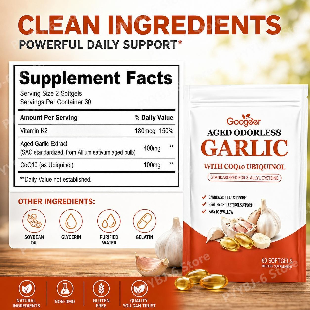 Googeer Aged Odorless Garlic S - Coq10 Ubiquinol Softgel recension och pris