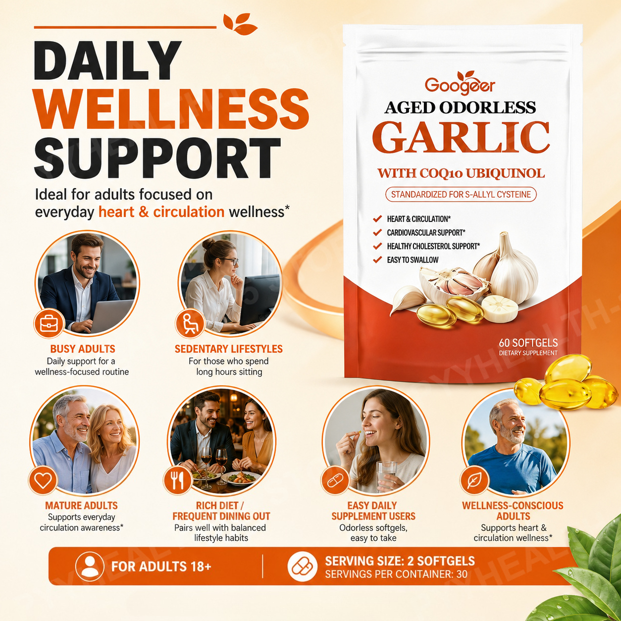 Googeer Aged Odorless Garlic S - Coq10 Ubiquinol Softgel recension och pris